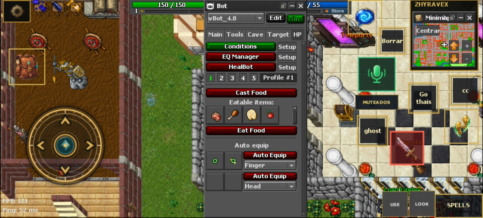 Captura propia de ZHYRAVEX: 7. HP: curación, maná, estados, comida y equipo